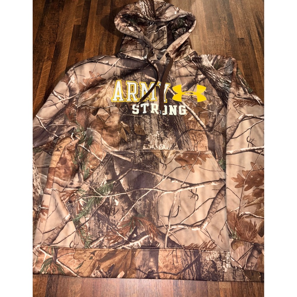 Under Armour Army Strong Realtree Camo Hoodie Mens Medium Loose Fit Sweatshirt